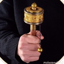 Buddhist Hand-Cranked 7.67in Prayer Wheel Buddha Prayer Double Bearing Wheels