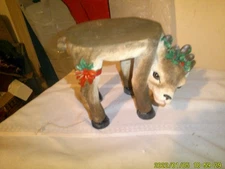 RESIN REINDEER CHRISTMAS THEME LANT STAND 4 LEG TABLE LOOK