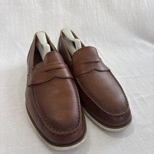 Florsheim Atlantic Moc Toe Penny Loafer Slip On Cognac Smooth White Sole 10.5 M