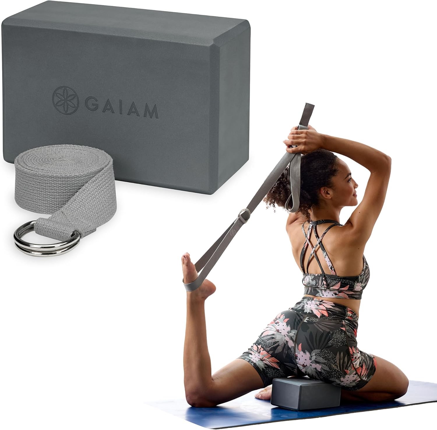 Gaiam Yoga Block - Supportive Latex-Free Eva Foam - Soft Non-Slip Surface with B