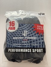 16 Pairs Black Athletic Running Performance Ankle Socks Low Cut Brand New Unisex