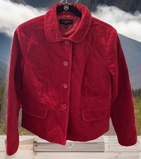 Talbots NWOT Red Velvet Jacket Blazer With Quilted Detail Size 12P