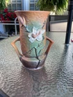 1942 ?  Roseville Magnolia Brown Pottery  Vase 10  1/4 Inches Height .**UPDATE**