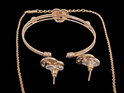 3-teiliges Set roségoldfarbene Strass Herz Armband Ohrringe & 18 Zoll Halskette - Bild 6 von 9