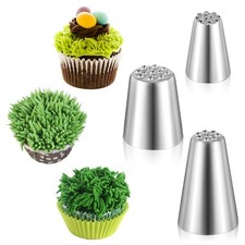 3 Pcs Piping Nozzle, Seamless Grass Tip Piping Nozzle for Cake Decorating Sta...