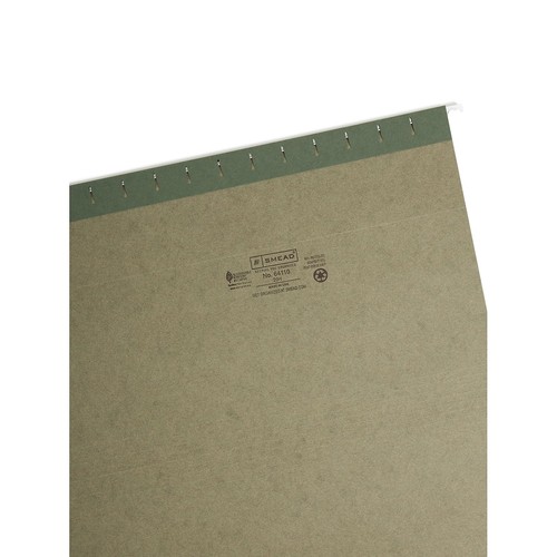 Carpeta de archivos colgante, sin pestañas, tamaño legal, verde estándar, 25 por caja (64110) - Imagen 3 de 5