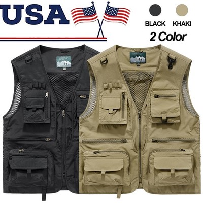 Men's Fishing Vest Photographer Hiking Jacket Quick Drying Breathable Size L-6XL
