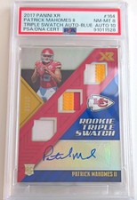 Panini 2017 XR Patrick Mahomes II RC Rookie Triple Swatch Auto Blue /10