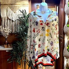 Zara Y2K Floral Polka Dot Blouse M High Low Romantic Cottagecore Boho Garden Top