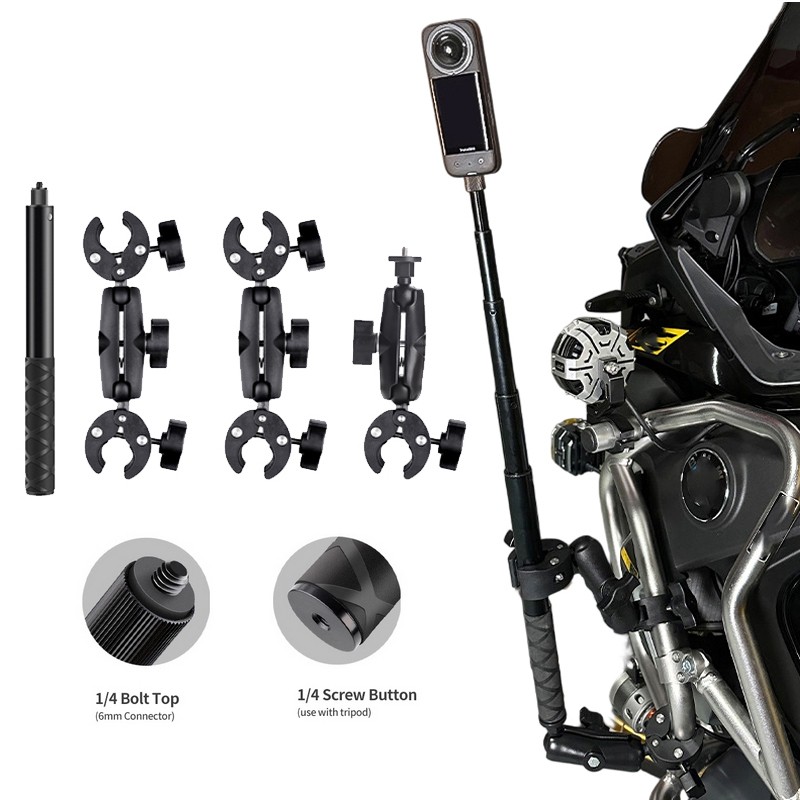 Motorcycle Selfie Stick+Mount for Insta360 One R X2 X3 X4/DJI Osmo