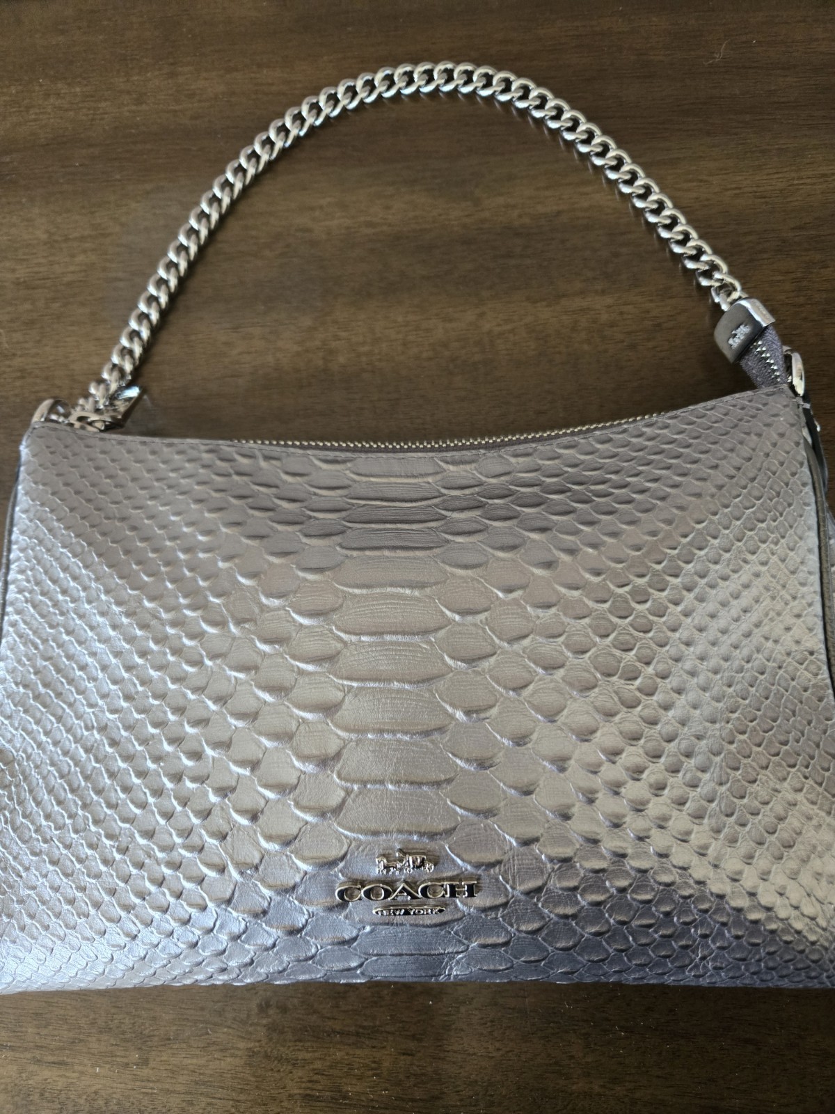 Coach Carrie Metallic Python Embossed Leather Sho… - image 4