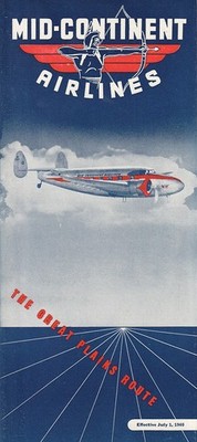 Mid-Continent Airlines timetable 1940/07/01
