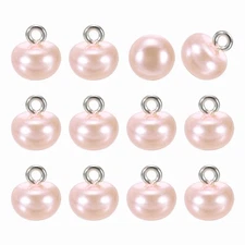 12pcs Round Faux Pearl Buttons 10mm Metal Shank Sewing DIY Button, Pink
