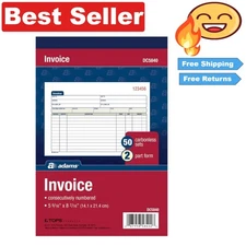 Professional Carbonless Invoice Book - 50 Sets, 5-9/16 x 8-7/16 for Businesses