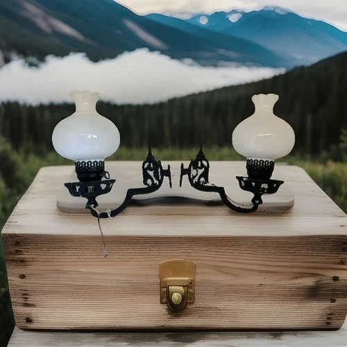 New ListingVintage 1930s Cast Iron Wall Sconce 2-Lamp w/ Milk Glass Shades – Art Deco