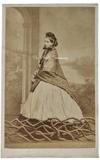 CDV PRETTY LADY IN DRESS PATTERNED SHAWL RIBBON BONNET SIGNOR PALTONI GLASGOW