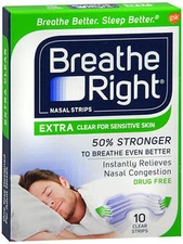 Breathe Right Nasal Strips to Stop Snoring Drug-Free Extra Clear 8 ct