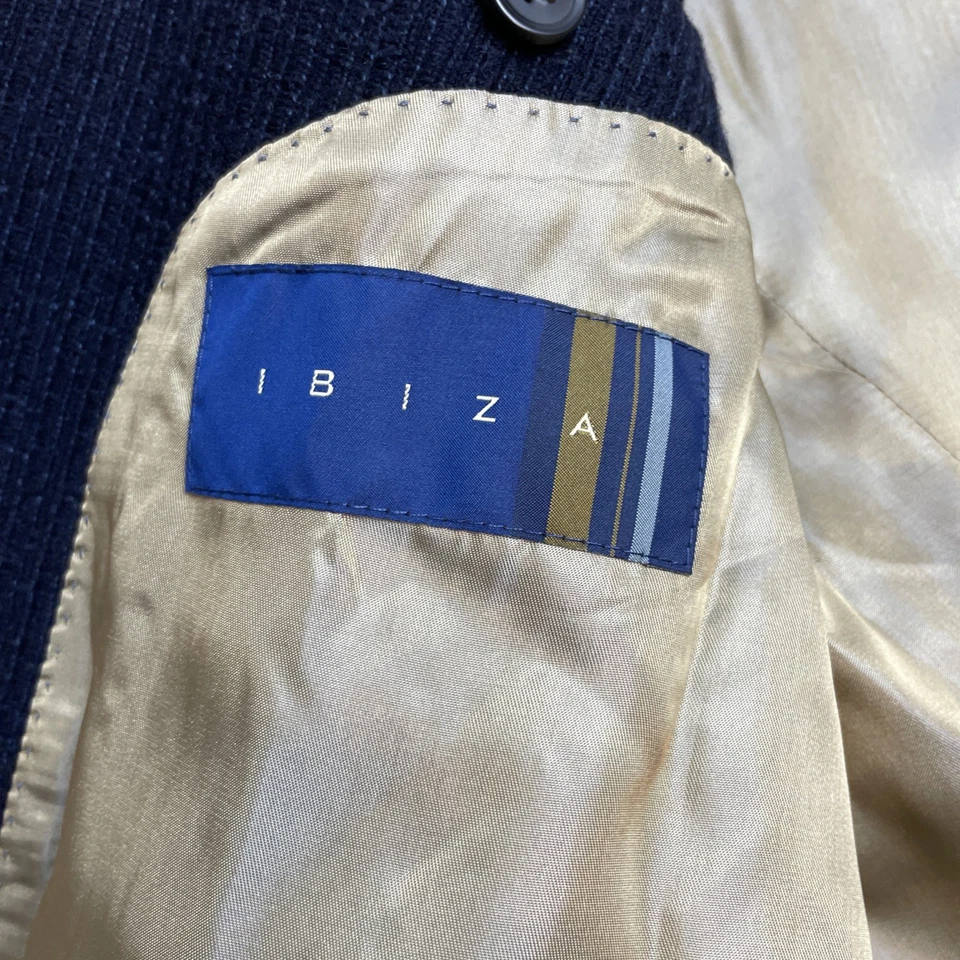 Vintage Ibiza Priviledge Blazer Mens 46R Navy Wool Cashmere 3 Button Double Vent - Image 4 of 4