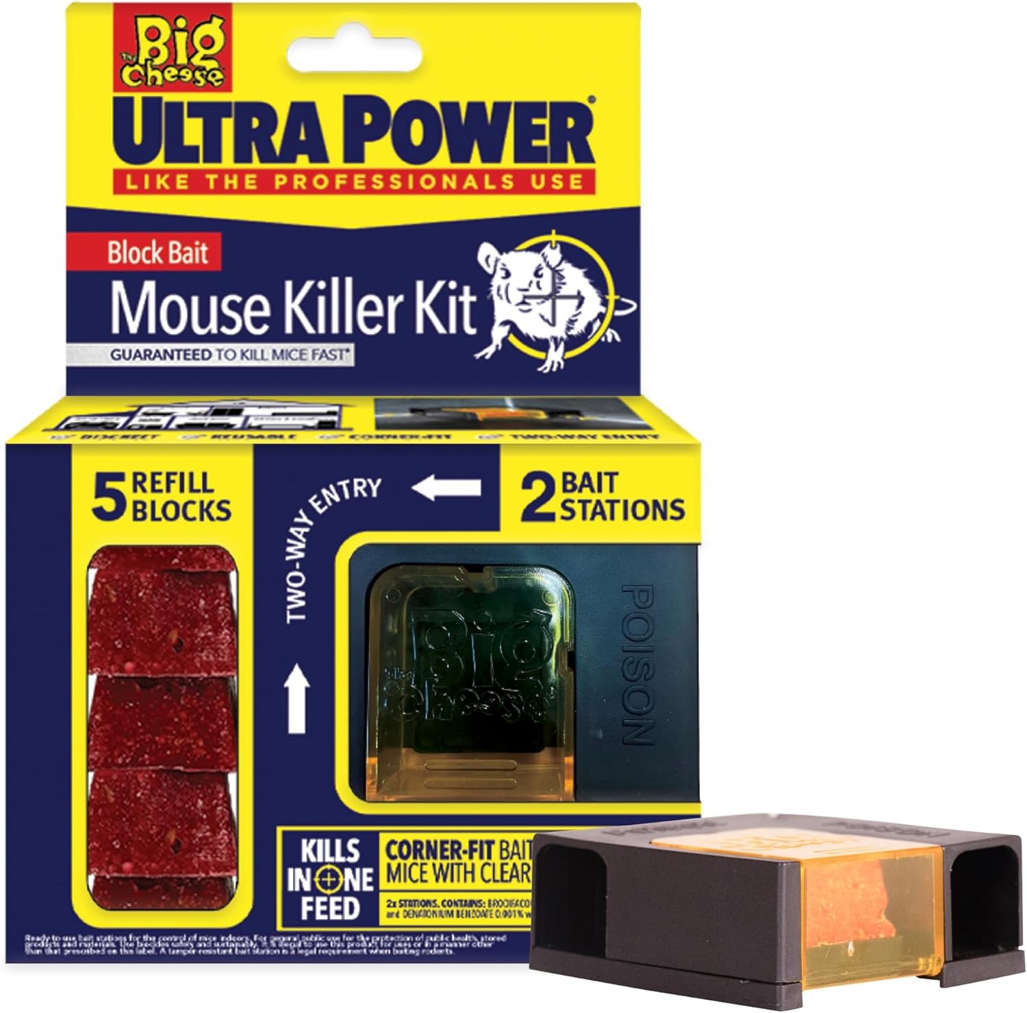 The Big Cheese Ultra Power Block Bait Mouse Killer Kit - Twinpack, Refillable B