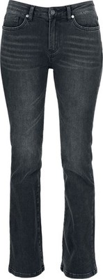 Black Premium by EMP Damen dunkelgraue Jeans mit Schlag und leichter Waschung
