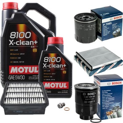 BOSCH Inspektionspaket 6 L MOTUL 8100 X-clean+ 5W-30 für Mazda CX-5 2.2 D