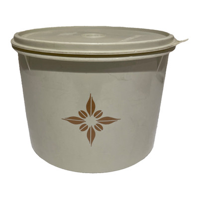 Vintage Tupperware Canister Starburst 265-10 with Lid Almond Beige 2 Quart