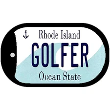 Golfer Rhode Island Novelty Metal Dog Tag Necklace 2" x 1"
