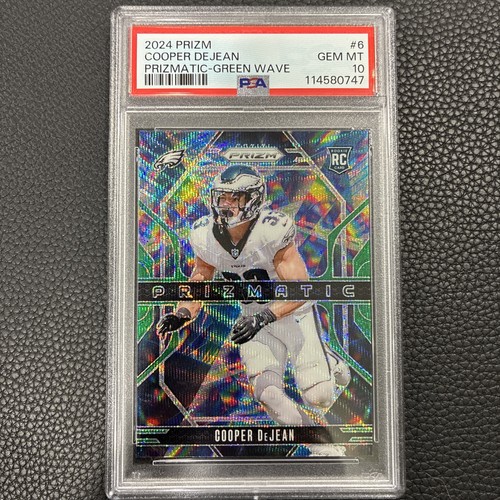 2024 Panini Prizm/Prizmatic Green Wave Prizm Cooper DeJean Rookie Card. (PSA 10)
