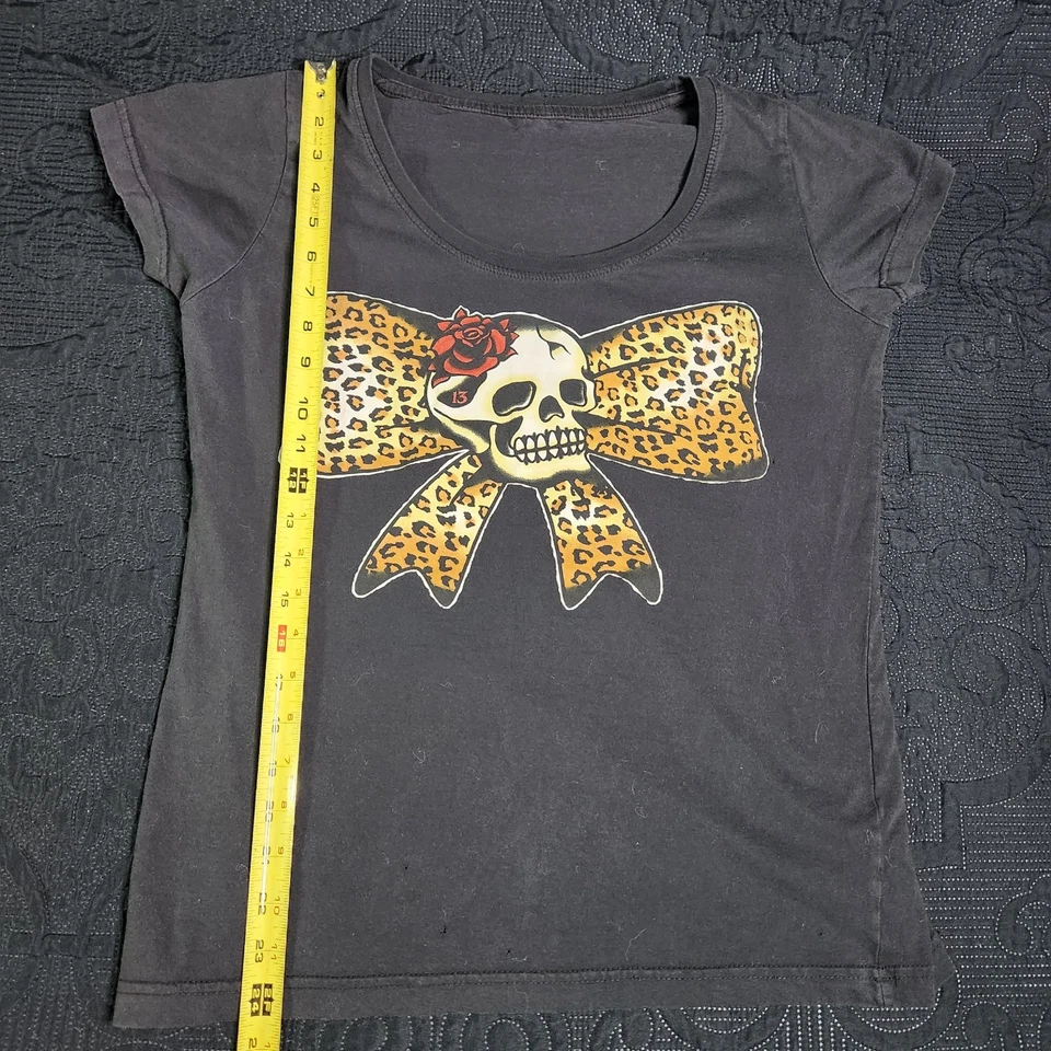 Lucky 13 Womens Skull Bow Baby Doll Shirt Sz XL - Punk / Rockabilly  - Image 4 of 4