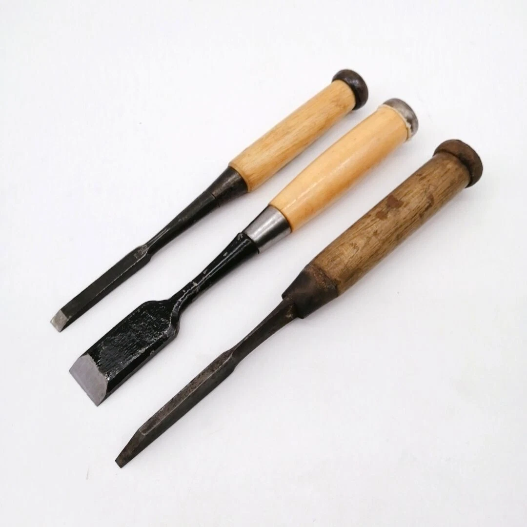 Vintage Japanese NOMI Chisel Set of 3 – Carpenter Woodworking Tool DKA084
