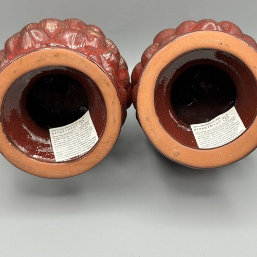 Dept. 56 Red Ceramic Pine Cone Candle Holders 5.5” Rustic Log Decor Set Of 2 - Picture 3 of 6