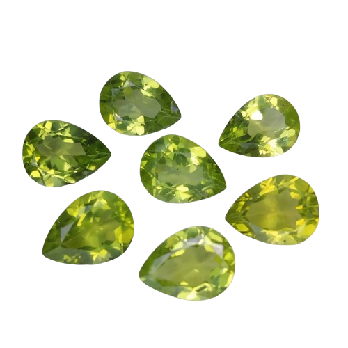 8.49CTS green natural peridot pear cut 7pcs loose gemstones "see video" - Picture 1 of 2