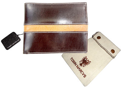 T. Marcus CALFSKIN LEATHER WALLET BIFOLD RFID Blocking Vegetable Tanned OSTRICH 