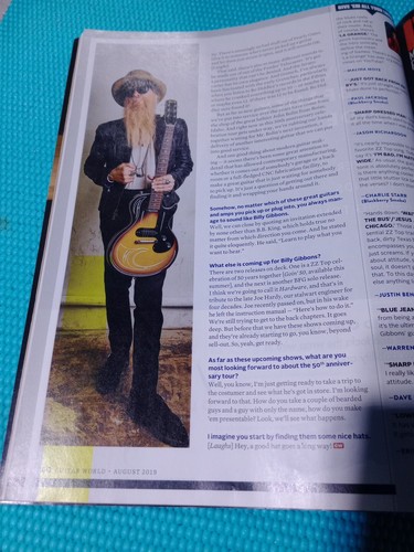 Guitar World Billy Gibbons Guitar Gods Reviews August 2019 FREE SHIPPING JB - Picture 8 of 8
