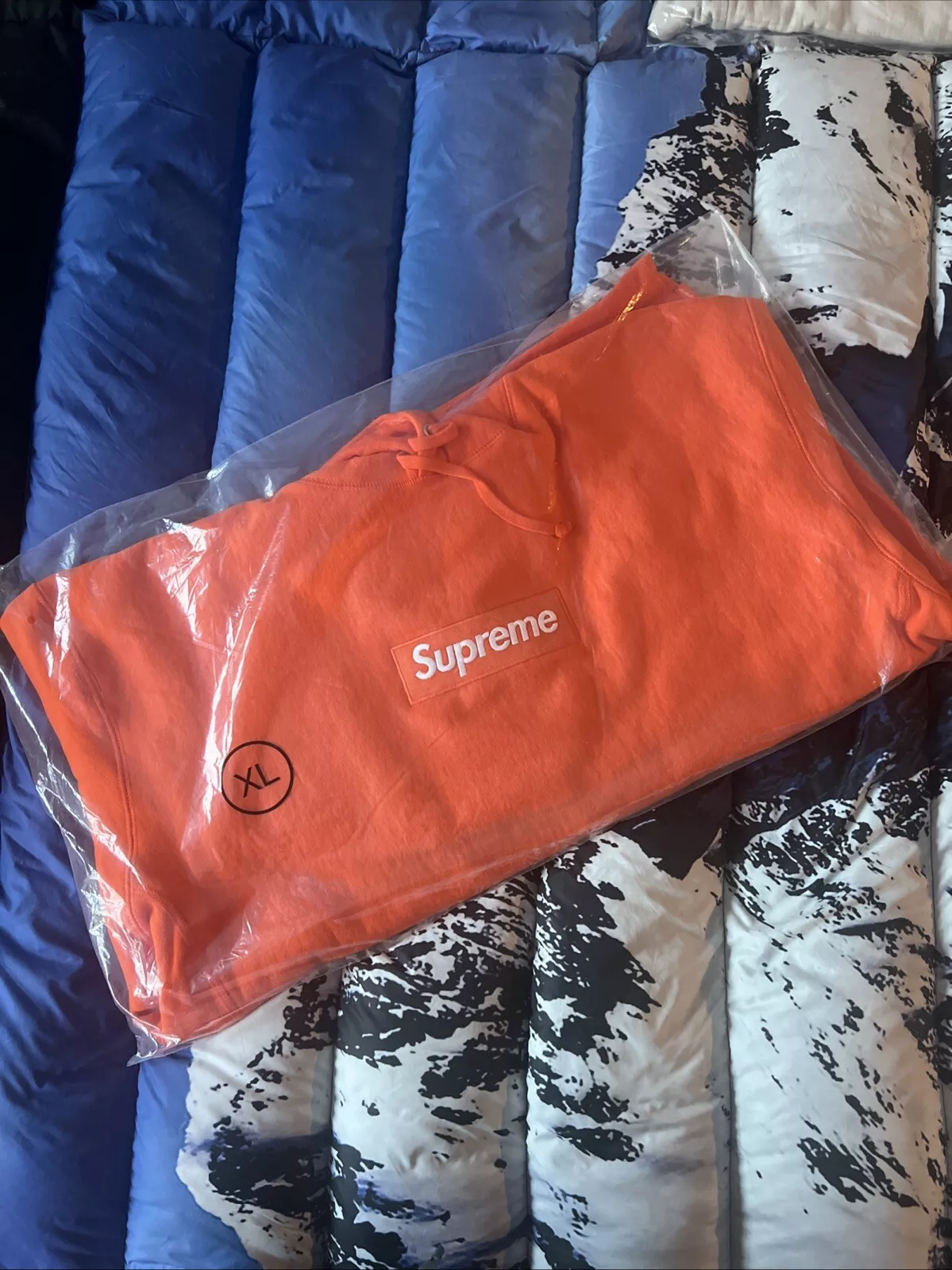 Sweat à capuche logo Supreme Box rare FW24 orange foncé XLarge