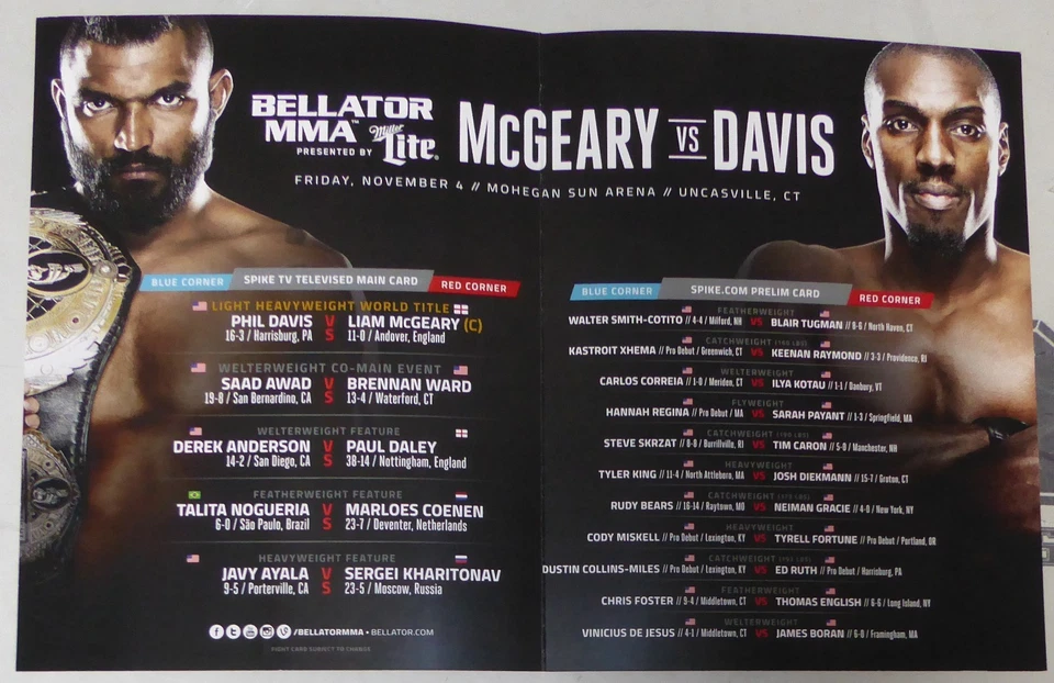 Tyrell Fortune Signed Bellator 163 MMA Pro Debut Fight Program BAS COA Fab Five - Image 3 of 4