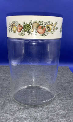 Vintage PYREX Spice Of Life Glass Canister Storage Jar w/ Lid 7.5'' Tall