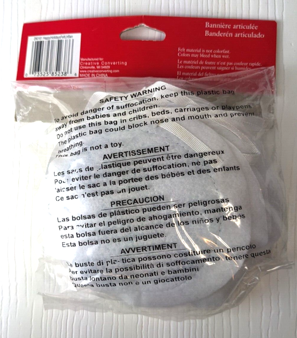 Happy Holidays! felt letter banner winter blue white