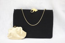 Vintage HL-HARRY LEVINE Black Clutch W/Gold Tone Swirl Lock  Coin Purse-B112