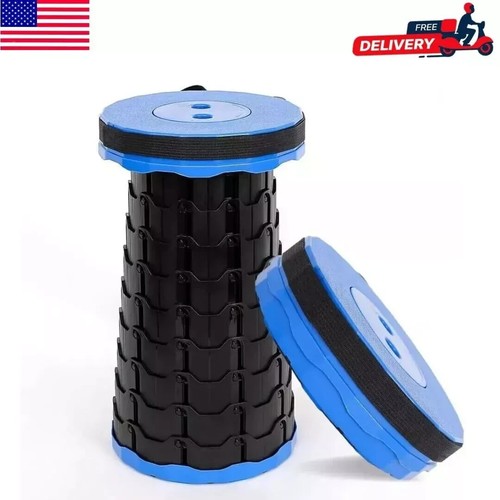 Heavy Duty Portable Telescopic Stool Foldable Camping Hiking Chair - Blue