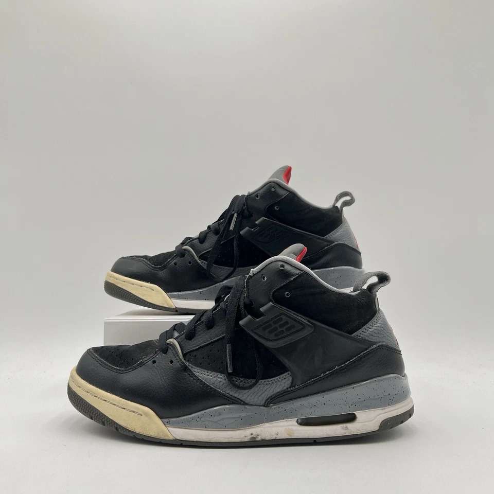 Jordan Flight 45 Shoes Men’s 9 Leather Fabric Black Cool Gray 644846-006 - Image 3 of 4