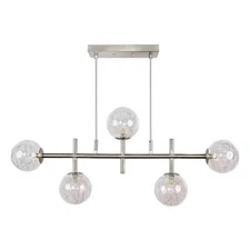 Decor Living Cora 5 Light Brushed Nickel Linear Island Chandelier