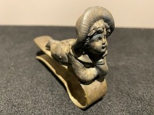 Rare James W Tufts Antique Silver-plated Boy Napkin Clip Quadruple Plate #1607