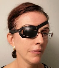Handmade Slim Black Brown Real Leather Eye Patch medical adjustable eyepatch