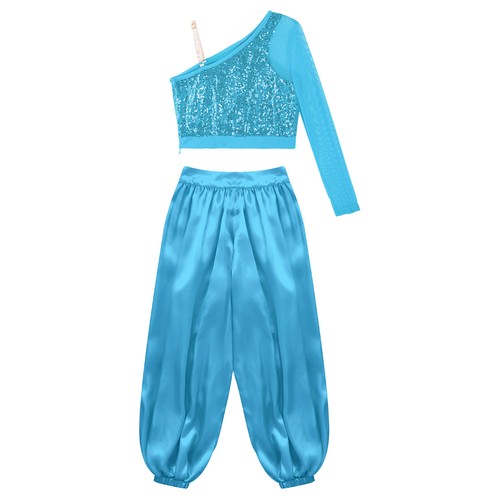 Conjunto de ropa de baile de danza del vientre para niñas conjunto de Halloween manga larga top con pantalones - Imagen 6 de 44
