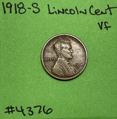 1918-S Lincoln Wheat Cent /Penny 1c VF Very Fine