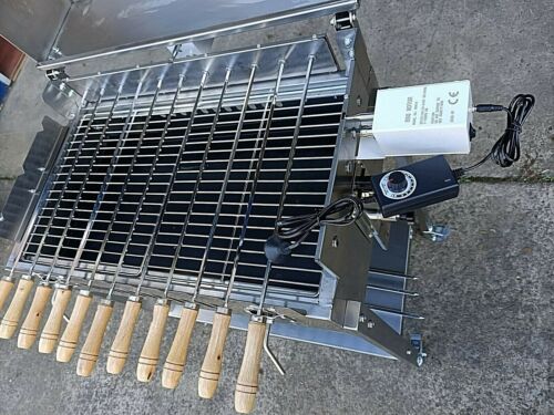 NEW STAINLESS STEEL CYPRUS BBQ SOUVLA SPIT ROTISSERIE With HOOD - Picture 7 of 8