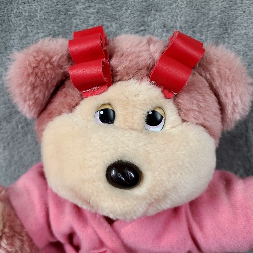 Vintage Giftco Spa Day Teddy Bear Monkey Plush Curlers Pink Bathrobe Slippers - Picture 6 of 7