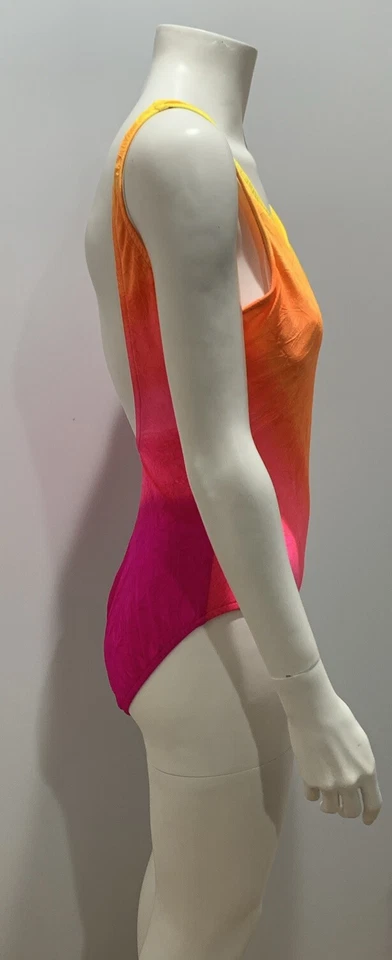 Vintage JANTZEN IMAGES CANADA Pink Yellow Orange Crinkle Ombre Swimsuit-12-NWT - Image 3 of 4