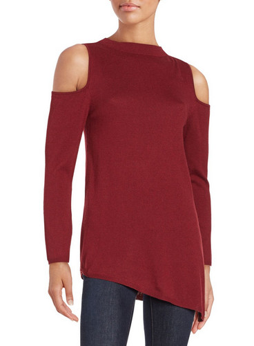 Zero Degrees Celsius Cold Shoulder Sweater Wine NWT $180